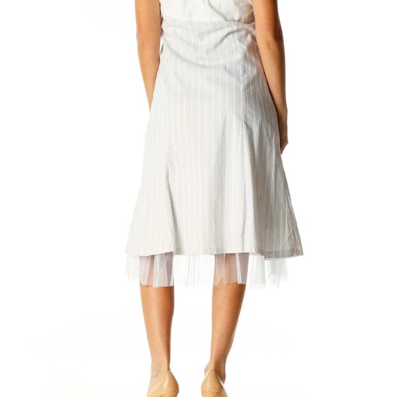 White Solid Holiday Fit & Flare Dress - Picture 4 of 4